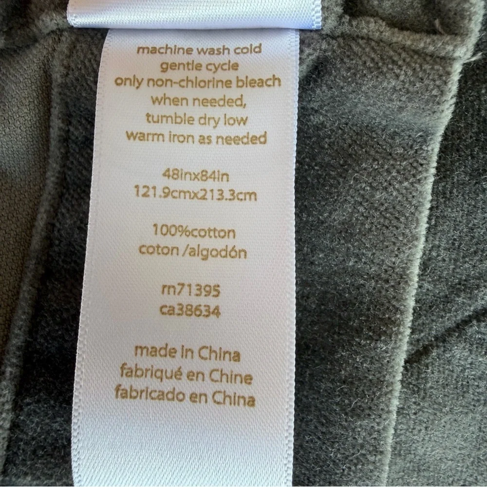 West Elm Unlined Velvet 2-Piece Curtain Set Charcoal Gray 100% Cotton 48x84 GUC